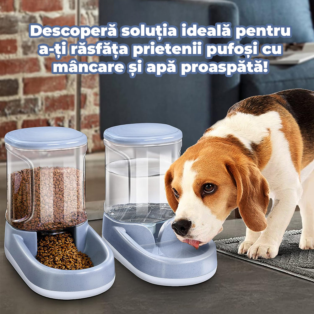 Set Distribuitor 2 în 1 Apă și Hrană 3.8L