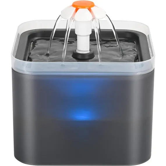 Fântână de apă Fish & Paws 2L, ultra-silențioasă, cu filtru și LED