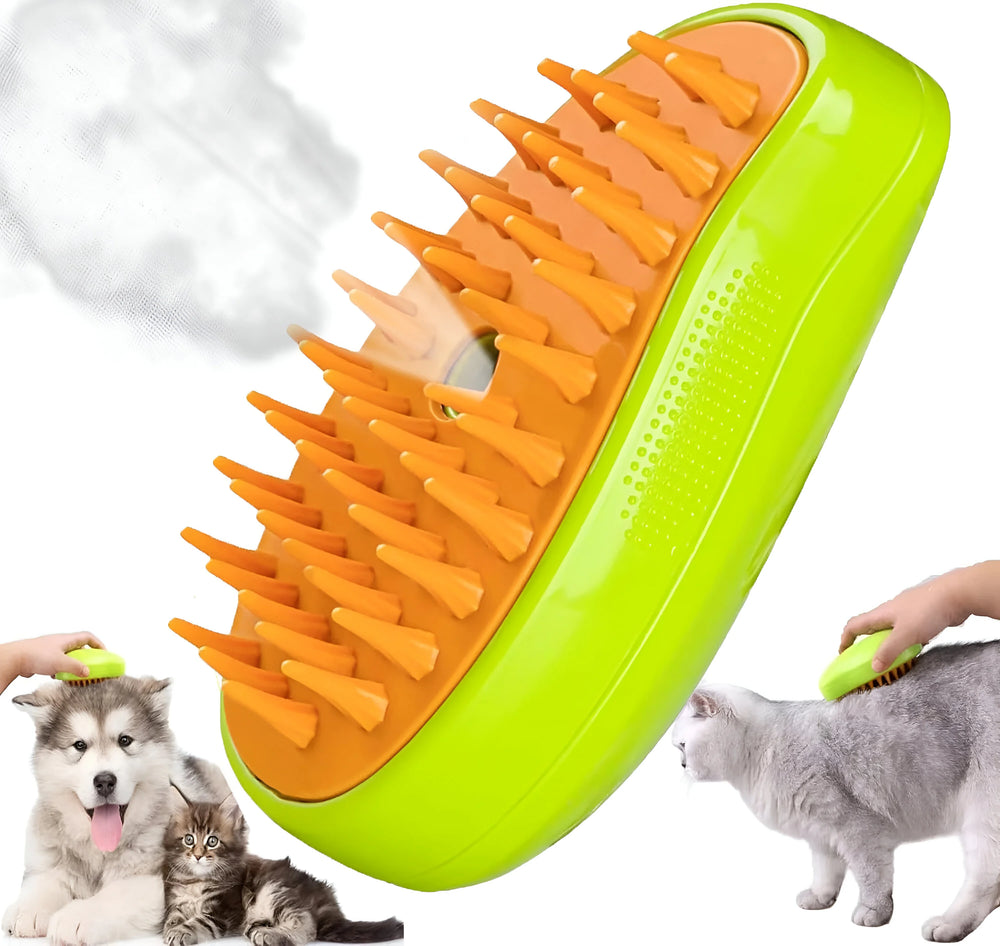 Perie 3 în 1 cu Aburi, Pulverizare și Dozator pentru Animale de Companie